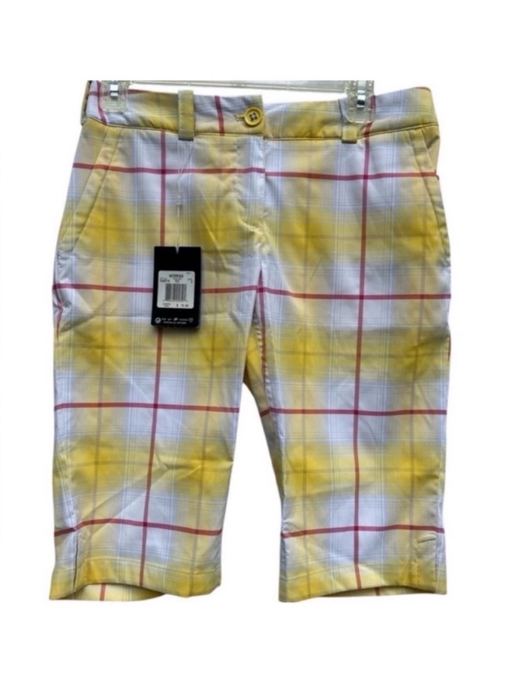 Nike Tour Performance Tournament Yellow Plaid Performance Golf Bermuda Shorts